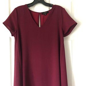 Mary & Mabel Maroon shift v neck dress